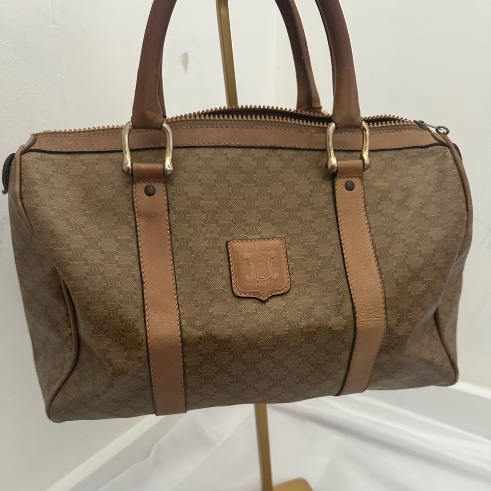Celine Brown Macadam Canvas Handbag - Picture 2 of 14